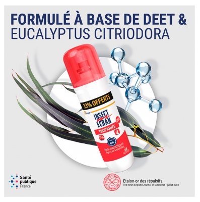 Insect Ecran Anti-Moustiques Spray Répulsif Peau Spécial Tropiques 100 ml