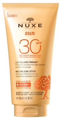 Nuxe Sun Lapte Fluid Fondant Solar Față și Corp SPF30 150 ml