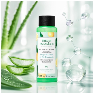 Trésor Botanique Kremowy żel pod prysznic Szałwia & Citron de Méditerranée 80 ml