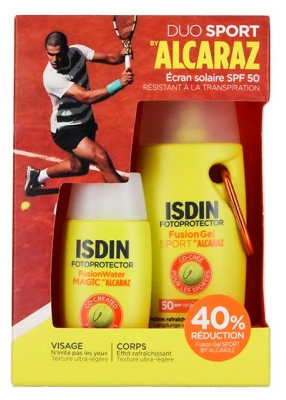 Isdin Fotoprotector Fusion Sport-Sonnengel SPF50 100 ml + Sonnenschutzcreme SPF50 50 ml Limitierte Edition By Alcaraz