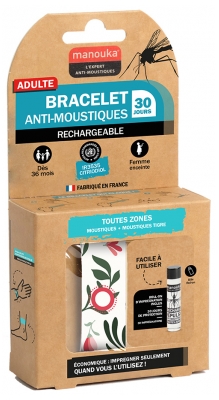 Manouka Kameleo Anti-Mücken-Armband + Nachfüller 6 ml - Modell: Pfingstrose