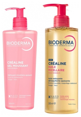 Bioderma Créaline Schäumendes Gel 500 ml + Mizellen-Öl 300 ml