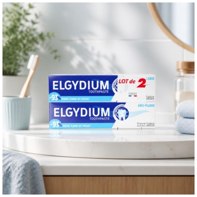 Elgydium Tandpasta Anti-Plak Pakke med 2 x 75 ml