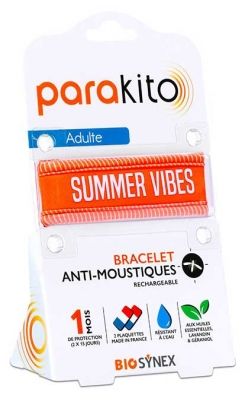 Parakito Uppladdningsbart Myggarmband för Vuxna - Modell: Good Vibes Orange
