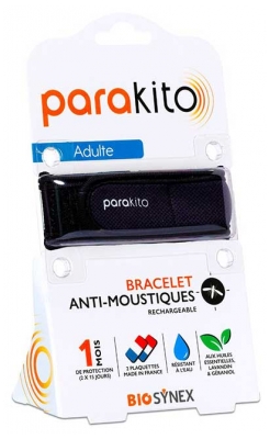 Parakito Pulsera Antimosquitos Recargable Adulto - Modelo: Color Negro