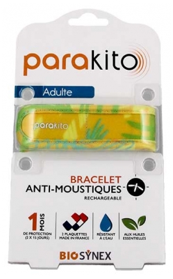 Parakito Polnilna Zapestnica proti komarjem za odrasle - Model: Rumena grafika