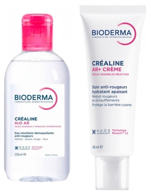 Bioderma Créaline H2O AR Eau Micellaire Démaquillante 250 ml + Créaline AR+ Crème Soin Anti-Rougeurs 40 ml