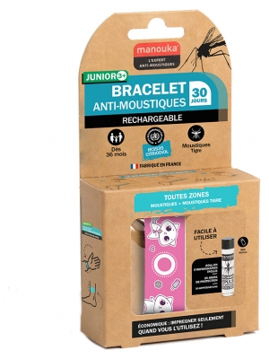 Manouka Braccialetto Antizanzare Junior + Ricarica 6 ml - Modello: Cat