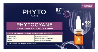 Phyto Phytocyane Pakāpeniskas Matu Izķeršanas Ārstēšana Sievietēm 12 x 5 ml