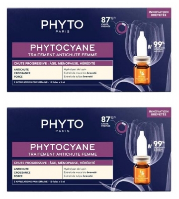 Phyto Phytocyane Traitement Antichute Progressive Femme 12 x 5 ml Lot de 2