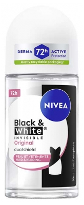 Nivea Black & Hvid Usynlig Anti-Transpirant Deodorant 72H Roll-On 50 ml