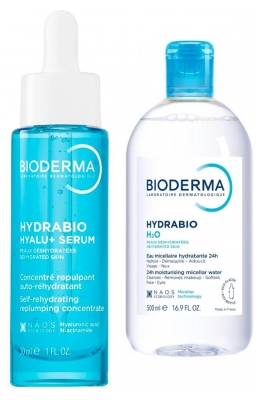 Bioderma Hydrabio Rotina Hyalu+ Sérum 30 ml + H2O Água Micelar Desmaquilhante Hidratante 500 ml