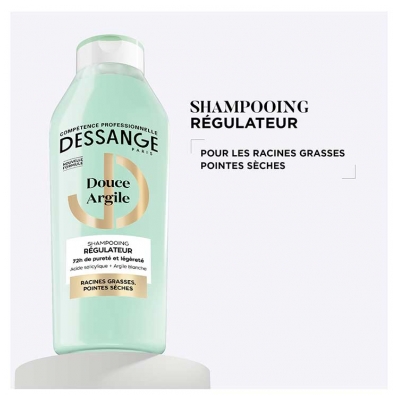 Dessange Douce Argile Shampoing Régulateur Racines Grasses Pointes Sèches 280 ml