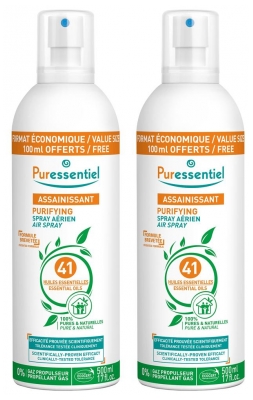 Puressentiel Sanering Spray för Luft med 41 Eteriska Oljor 2 x 500 ml