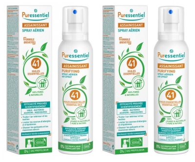 Puressentiel Sanitizējošs Gaisa Aerosols ar 41 Eteriskajām Eļļām 2 x 200 ml iepakojums