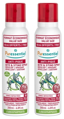 Puressentiel Anti-Pique Spray Répulsif + Apaisant 7H Zones Infestées Lot de 2 x 200 ml dont 50 ml Offerts