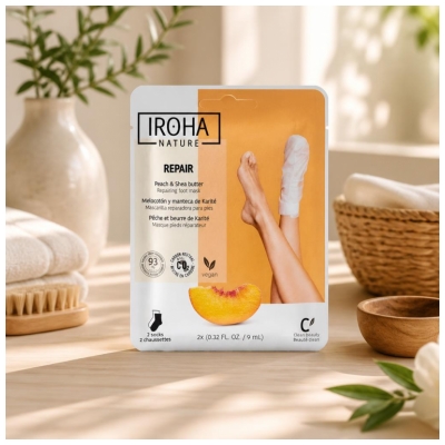 Iroha Nature Reparierende Fußmaske Pfirsich und Sheabutter 2 x 9 ml