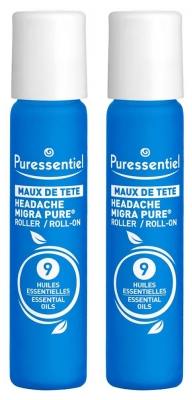 Puressentiel Maux de Tête Roller Migra Pure aux 9 Huiles Essentielles Lot de 2 x 10 ml