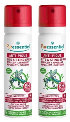Puressentiel Anti-Pique Spray Repelente + Calmante 7H Zonas Infestadas Lote de 2 x 75 ml
