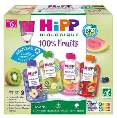 HiPP 100% Frugt fra 6 Måneder Øko 8 Poser (bedst før 16/10/2026)