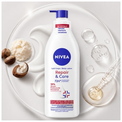 Nivea Repair & Care Lait Corps 72H 10% Glycerin 400 ml