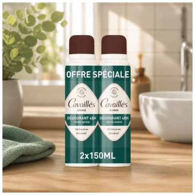 Cavaillès Homme Desodorizante Frescura 48H Pack de 2 x 150 ml