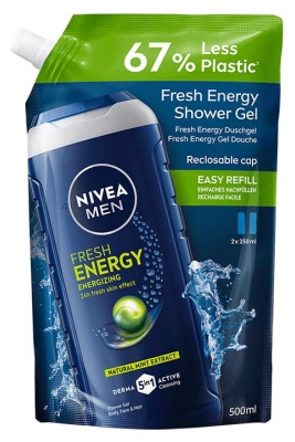 Nivea Men Energy Gel de Banho 3 em 1 Frescura 24H Eco-Recarga 500 ml