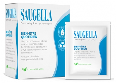 Saugella Dermoliquide Intima Rengöringsservetter 10 Individuella Servetter