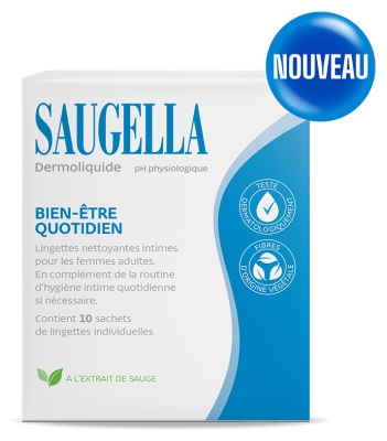 Saugella Dermoliquide Lingettes Intimes Nettoyantes 10 Lingettes Individuelles