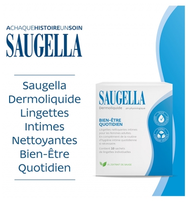 Saugella Dermoliquide Lingettes Intimes Nettoyantes 10 Lingettes Individuelles