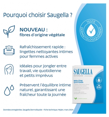 Saugella Dermoliquide Lingettes Intimes Nettoyantes 10 Lingettes Individuelles