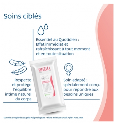 Saugella Poligyn Lingettes Intimes Nettoyantes Ménopause 15 Lingettes
