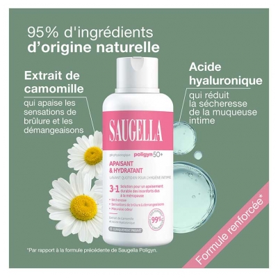 Saugella Poligyn 50+ Soin Lavant Intime Apaisant & Hydratant Ménopause Lot de 2 x 250 ml