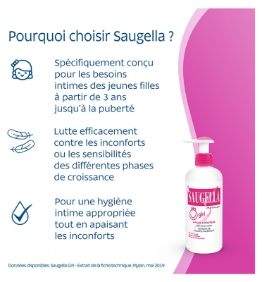 Saugella Girl Soin lavant Intime dès 3 Ans Lot de 2 x 200 ml