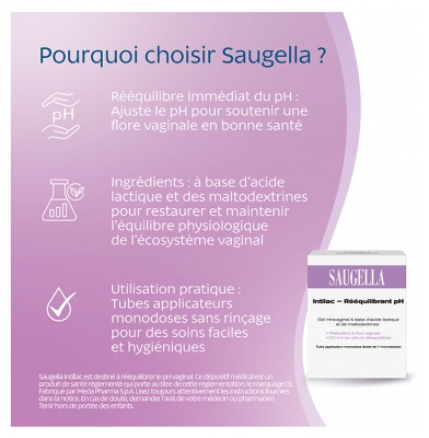Saugella Intilac Gel Vaginal Rééquilibrant pH 7 Monodoses de 5 ml