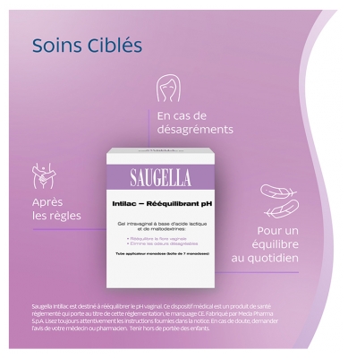 Saugella Intilac Gel Vaginal Rééquilibrant pH 7 Monodoses de 5 ml