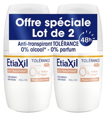 Etiaxil Anti-Transpirant Tolerans 48H Känslig Hud Roll-On Paket med 2 x 50 ml