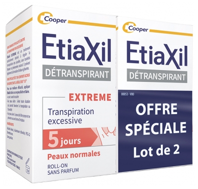Etiaxil Extreme Dezodorantas Pažastims Normaliai Odai Roll-On 2 x 15 ml pakuotė