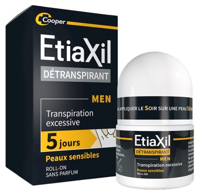 Etiaxil Déodorant Détranspirant Men Peaux Sensibles Roll-On Lot de 2 x 15 ml