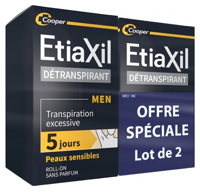 Etiaxil Men Antiperspirant Armhålor Känslig Hud Roll-On 2-pack x 15 ml