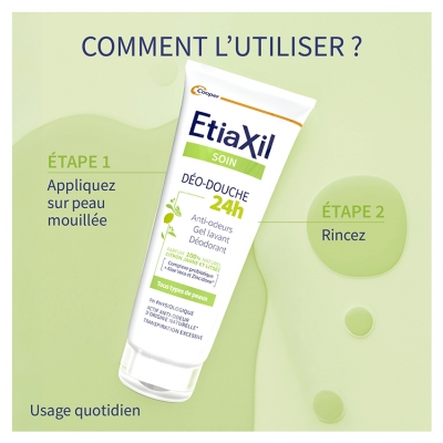 Etiaxil Soin Déo-Douche 24H Gel Lavant Déodorant Citron Jaune et Litsée 200 ml