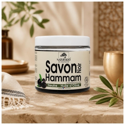 Naturado en Provence Mýdlo Hammam Černé s Bio Olivovým Olejem 600 g