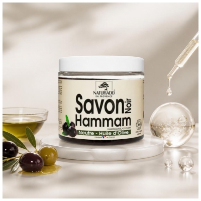 Naturado en Provence Mýdlo Hammam Černé s Bio Olivovým Olejem 600 g