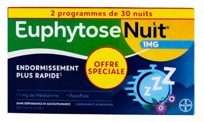 Bayer Euphytose Nuit Melatonina e Passiflora 60 Comprimidos