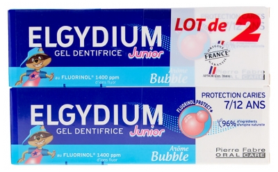 Elgydium Junior Pastă de dinți Gel Protecție Cariile 7/12 Ani Set de 2 x 50 ml