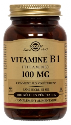 Solgar Vitamina B1 (Tiamina) 100 mg 100 Cápsulas Vegetais