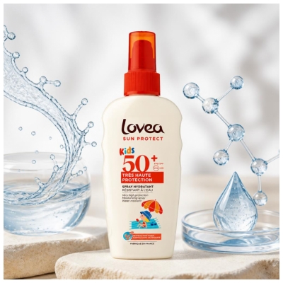 Lovea Kids Fugtgivende Spray Tahiti Monoi Meget Høj Beskyttelse SPF50+ 150 ml