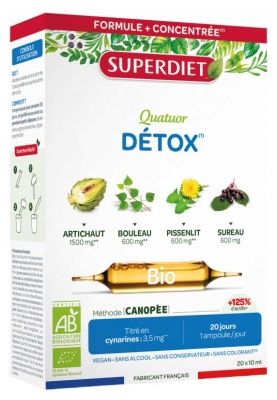Superdiet Quatuor Pissenlit Drainage Bio 20 Ampulí