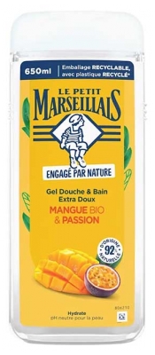 Gel de Duș & Baie Extra Blând Mango Bio & Fructul Pasiunii 650 ml Le Petit Marseillais