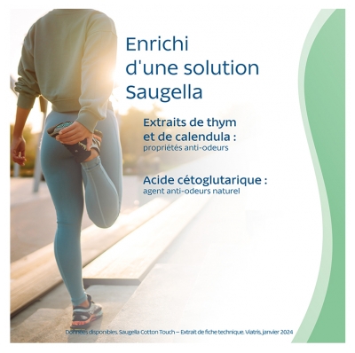 Saugella Cotton Touch Jour Lot de 2 x 14 Serviettes Extra-Fines avec Ailettes